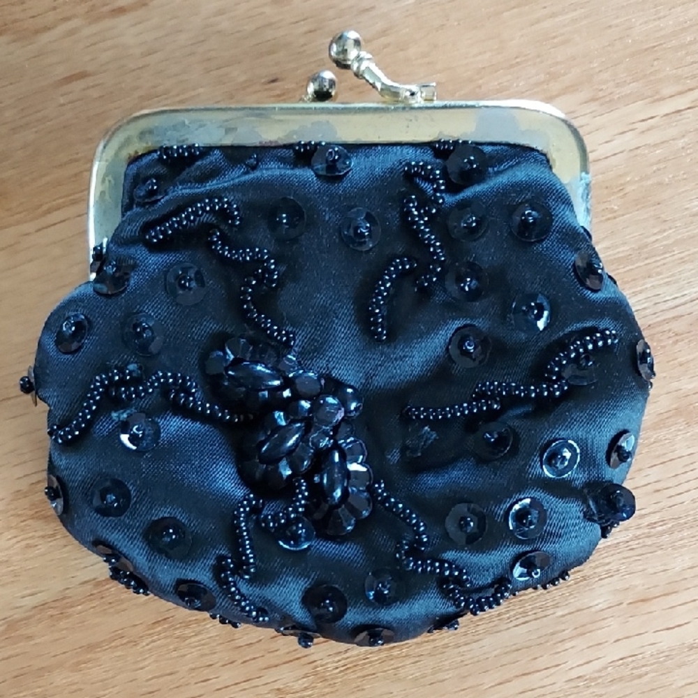 1940's  Black Beaded Coin Purse